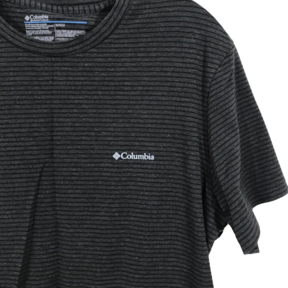 Columbia Men's Striped Crew Neck Shirt Black Gray Sz M, NWOT